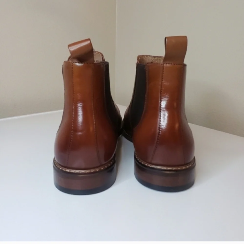 Stacy Adams Men's Cognac Leather Chelsea Boots - Size 11.5 M